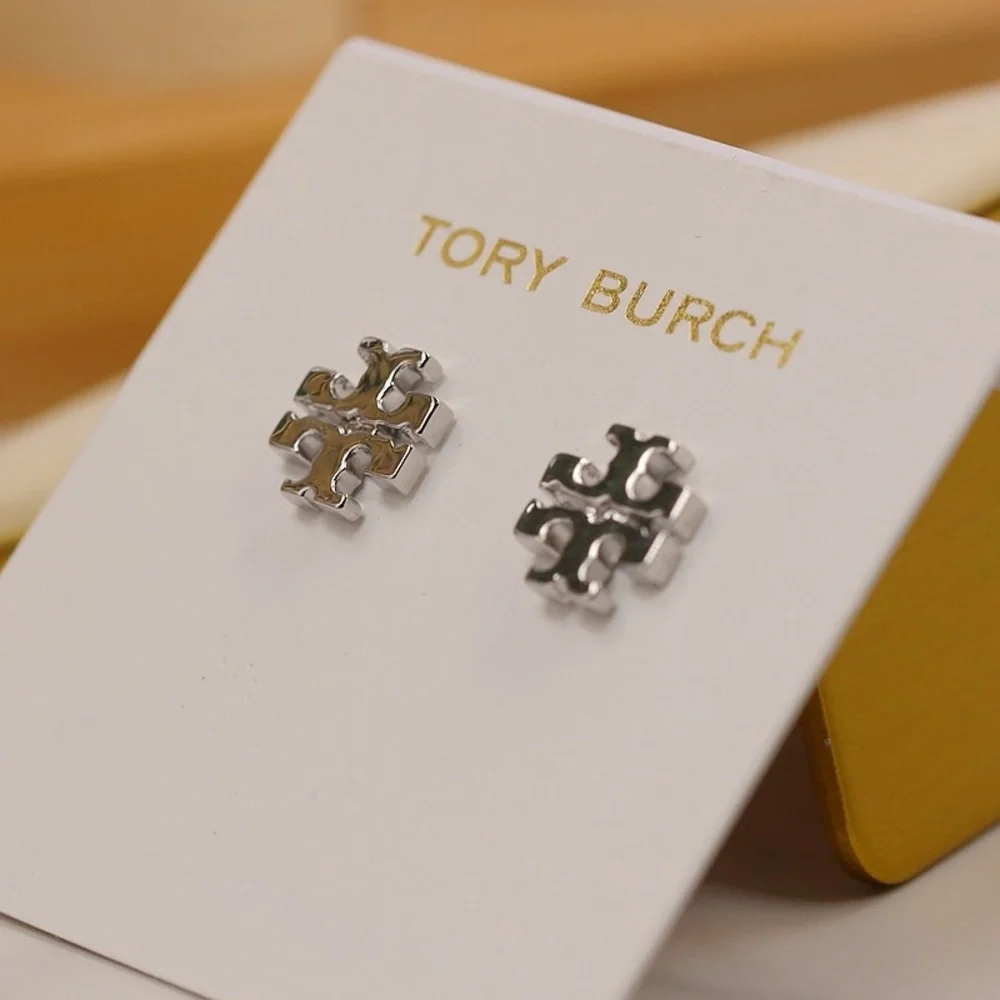 Tory Burch Small Silver Kira Stud Earrings - Picture 1 of 8
